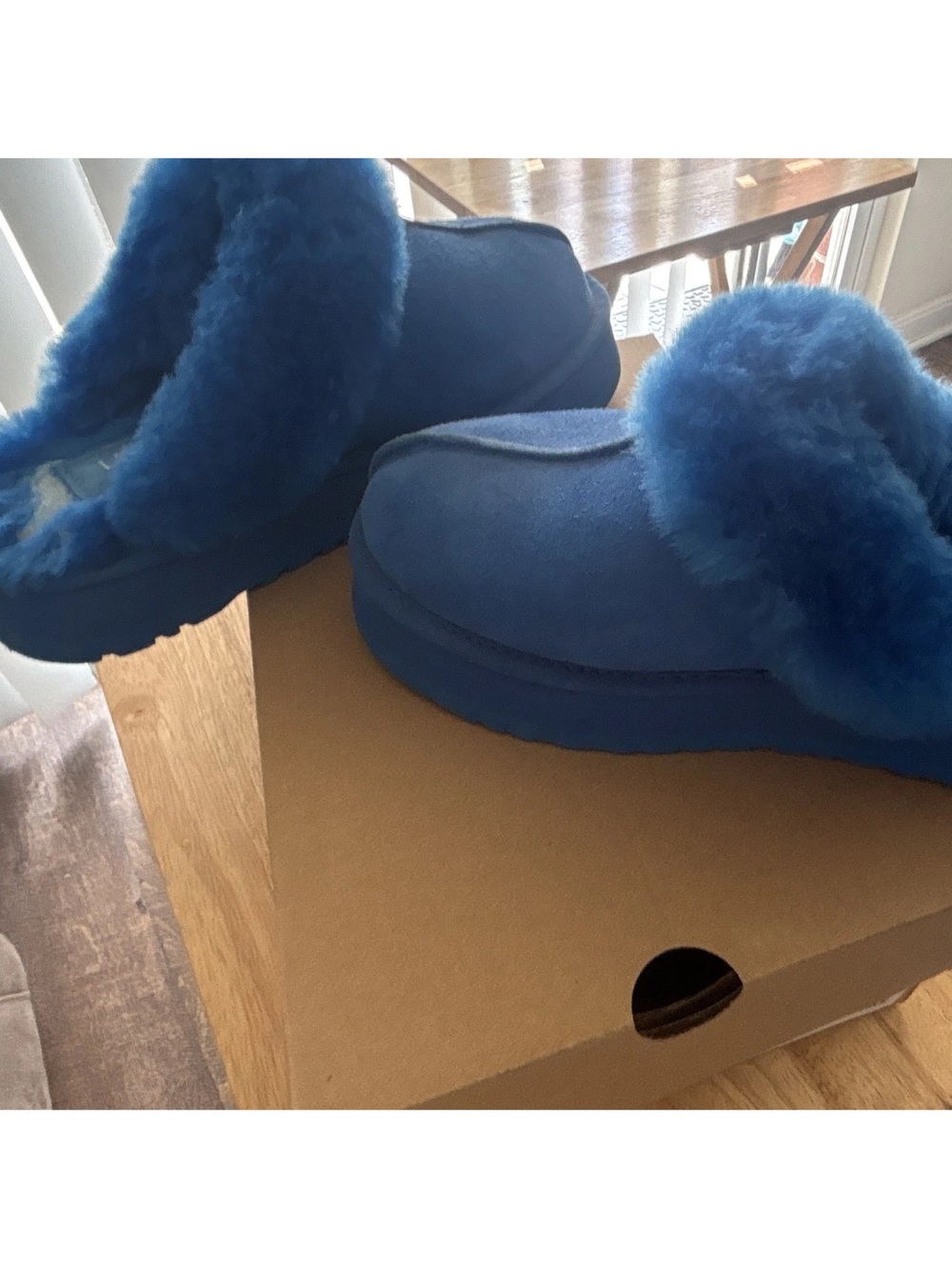 UGG Women's Blue Faux-Shearling Slip-On Slippers